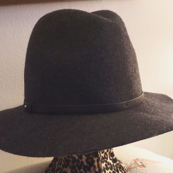 Banana Republic Wool Fedora Hat Dark Grey - Picture 1 of 7